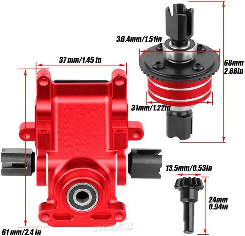 RC Aluminum Gearbox Case & 42T Differential w/15T Main Gear Upgrades Part for 1/8 Kraton/Outcast/Typhon/Notorious 6s BLX 1/7 Infraction/Felony/Mojave 6s BLX Limitless,Red in Saudi Arabia