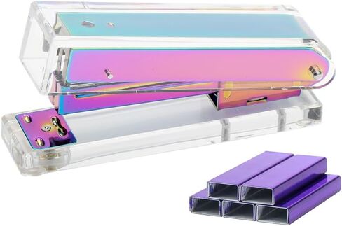Clear Acrylic Rainbow Stapler Colorful Desktop Staplers with Classic Modern Design Sleek Office and Desk Accessories Gift Idea (Rainbow) in Saudi Arabia