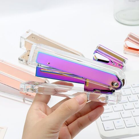 Clear Acrylic Rainbow Stapler Colorful Desktop Staplers with Classic Modern Design Sleek Office and Desk Accessories Gift Idea (Rainbow) in Saudi Arabia