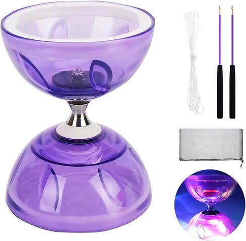 HenMerry Mini Diabolo Chinese yoyo Set-Triple Bearing Diabolo Chinese Yoyo Juggling Toy with with Diablo Sticks, Diabolo String&Net Bag (Small Size - Purple) in Kuwait