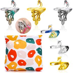 Yizzvb حلقة دائرة مفتوحة قابلة للتعديل، 6 قطع حلقة كروشيه، فضي، ذهبي، طاووس لخياطة اللحف in Kuwait