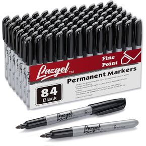 Permanent Markers Bulk, 84 Pack Black Permanent Marker Set, Fine Tip, Waterproof Markers, Premium Smear Proof Pens, Waterproof, Quick Drying, Office Supplies for School, Office, Home