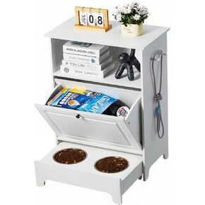 VEVOR Pet Feeding Station with 2 Elevated Dog Bowls, Raised Dog Bowls Stand with Storage, Dog Food Cabinet with Hidden Pull-Out Bowl, Pet Feeder Station Toy Storage Organizer for Christmas Dogs Gifts