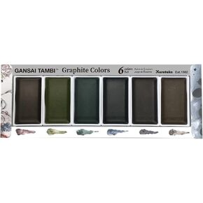 Kuretake GANSAI TAMBI GRAPHITE COLORS, 6 colors set, Watercolor paint for Professional, for artists and crafters,Illustrations, Drawing, Lettering, Made in Japan