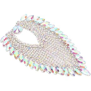Rhinestone Chain, Horse Eye Rhinestone Claw Chains Crystal Rhinestones Close Chain Trim Applique Crystal Rhinestone Applique Sewing DIY Clothes Party Dresses Accessories 8.5 x 13cm(AB color 1)