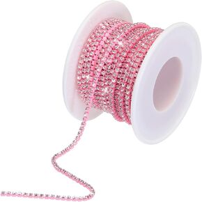 MECCANIXITY 10 Yard 2mm Crystal Rhinestone Diamond Close Chain Trim Trimming Claw Cup Chain for Sewing, Crafts, DIY Jewelry Wedding Decorations White Gems Gray Base