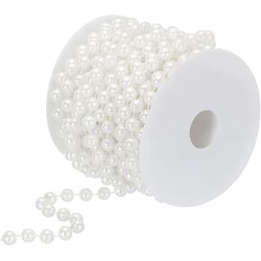 YOKIVE White Pearl Wired Garland, 32.8Ft Exquisite Artificial Pearls Strands 8mm OD Faux Pearl Beads Garland for Wedding Party Decoration DIY Crafts
