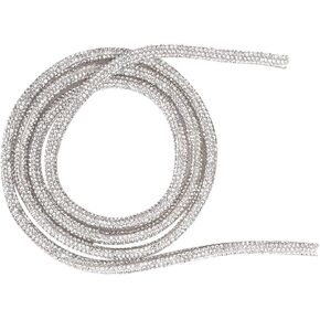 1M 6MM Crystal Rhinestone Close Chain Trim, 2PCS Rhinestones Tube Rope Trim Chain Rhinestones Decoration Rhinestone Chain for Sewing Jewelry Crafts DIY Decoration Wedding Party Clothing, Silver