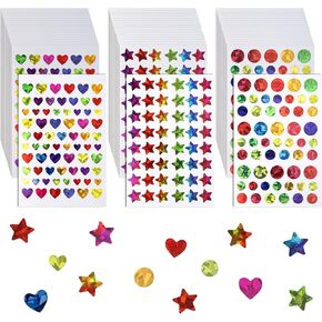 3420 PCS Star Stickers, Small Sparkly Heart Stickers for Kids Reward, Holographic Foil Stars Stickers for School Teacher Supplies, Toddlers Potty Reward, Adults Laptop Decorations (60 Sheets)