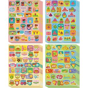Eersida 750 Pcs Scented Smelly Reward Stickers for Kids Classroom, Motivational Scratch Dessert and Fruit Stickers for Teachers School Classroom Supplies Students Awards(Sweet Scents,Lovely Style)