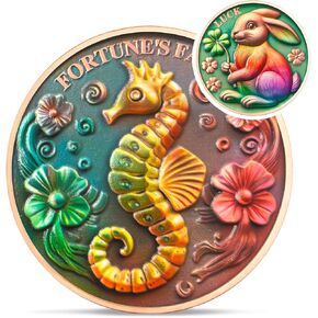 Gold Double Sided Lucky Coin Penny - Novelty Four Leaf Clover Lucky Charm - Horseshoe Elephant Lottery Ticket Scratcher Tool Chip - Poker Card Guard Medallion - Good Luck Gifts for Women Men Kids