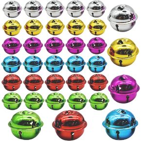 30Pcs 1inch Dazzling Jingle Bell Colorful Craft Bells Metal Round Bell for Pet Collar Christmas Tree Wedding Wreath Party House Ornament