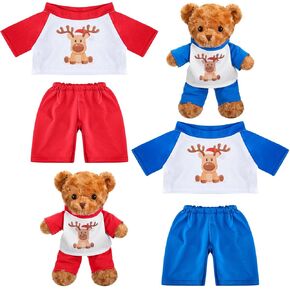 2 Pack Blue and Pink Bear Clothes Outfit, Fit Most 12-16 Inch Bears Stuffed Animal Clothes Pajamas Plushie Clothes Clothes for Stuffed Animals, Pre-kindergarten Toys(Rainbow Style)