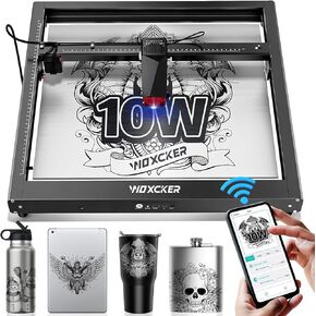 Laser Cutting and Engraving Machine, JL7 10W Laser Engraver, APP Supported, 0.01mm High Accuracy High Speed 400 * 400mm Size for Wood and Metal Leather Acrylic Glass Output Wattage: 10000mW