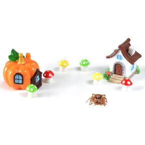Jumping Spider Accessories, 8-Piece Decoration Set with Pumpkin, House, and Mini Mushrooms for Jumping Spider Enclosure Decor, Spider Habitat Ornaments for Daily and Halloween Use