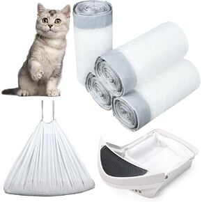 80 Pack Self-Cleaning Cat Litter Box Liners Replacement Cat Litter Waste Bags Drawstring Litter Bags for Automatic Self-Cleaning Cat Litter Box