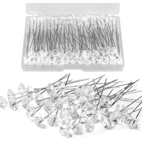 100pcs Diamond Pins for Bouquets, 2.1 Inch Floral Pins,Corsage Pins,Boutonniere Pins, Straight Pins Sewing for Crafts, Pins for Flowers, Flower Pins, Flower Bouquet Accessories, Floral Supplies