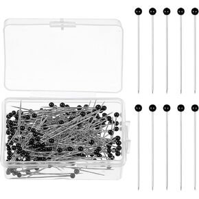 250 PCS Sewing Pins with Heads Stick Pins for Sewing Black Ball Head Pins 1.4 Inch Long Straight Pins Dressmaker Pins Quilting Sewing Pins for Fabric with Transparent Plastic Box for Jewelry DIY