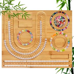 Litave Jewelry Making Beading Board - Bamboo Beading Mat Tray for Bracelets, Necklaces, and DIY Jewelry Designs - Jewelry Making Supplies for Adults - 13.7"x11.5"