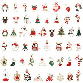 50 قطعة من المعلقات الرائعة لعيد الميلاد المجيد، سحر عيد الميلاد المينا الذهبية DIY سحر عيد الميلاد الصغير لقلادة وسوار وأقراط وصناعة المجوهرات والديكور in Kuwait