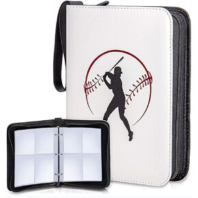 Baseball Card Binder, CLOVERCAT 4 Pocket Sports card binder, 400 Double Sided Pocket Zipper Album, Baseball cards Display Holder, Expandable, Compatible with Gaming Cards, Yugioh, MTG and Other TCG
