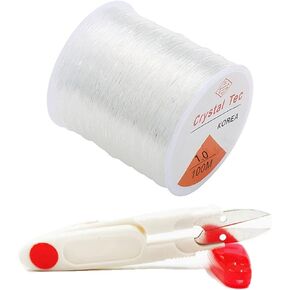 Elastic String for Bracelet Making 0.8mm Clear Nylon Cord 100M Crystal String for Jewelry Making DIY Beading Stretchy Strings for Bracelets and Beaded Scissors, Stretch Necklaces Threads