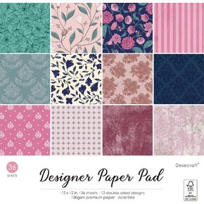 Vintage Spring 12x12 in Double Sided Paper Pad Pack Scrapbook Cardstock Decorative Paper - 36 Sheets - for Card Making Journaling Planner Origami Decopage Decorative Scrapbooking Supplies