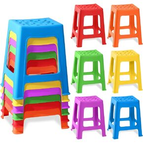 TURSTIN 12 Pack Stackable Classroom Stools Plastic Stools Nesting Stools Colorful Round Stools Indoor Outdoor Flexible Seating Decorative Stools Chairs for Home Office School Classroom