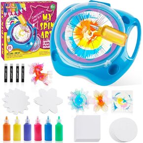 Spin Art Machine for Kids Ages 6-8,Adjustable Speed Arts&Crafts Paint Spinner Toy with Origami Artwork, Thicker Splatter Guard, Battery Operated Kids Crafts Kits, Gift Boys Girls