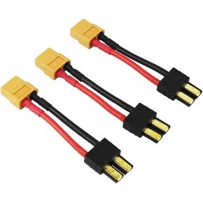 3pcs Compatible with TRX Male to XT60 Female Connector Adapter Cable 14awg 1.96in RC Charger LiPo(Pack of 3)