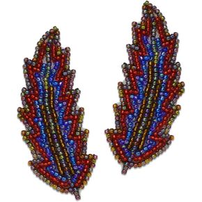 Expo International Native Inspired Feather Beaded Patch 2 Pack-2 3/4" x 1" Applique, Multi Colors