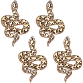 WEBEEDY 4 Pcs Handmade Rhinestone Snake Beaded Patches Sew on Crystal Appliques Decorative Badge Sewing Accessories for Clothes Bag Pants Shoes Hats DIY Projects