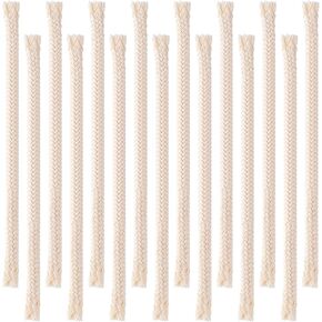 PAGOW 15pcs Oil Lamp Wicks, 1/4" Round Replacement Braided Cotton Wick for Kerosene Lamp, Oil Lamps, Alcohol Candle Burner, Candle Making (6" Long/Pcs)