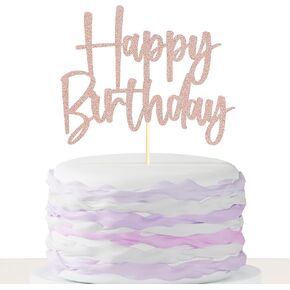 Sumerk 1 PC Rose Gold Happy Birthday Cake Toppers Happy Birthday Decorations for Men Happy Birthday Sign for Women Men Cake Decorations for Birthday Party