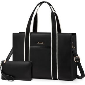 LOVEVOOK Laptop Bag for Women 15.6 Inch Laptop Tote Bag Waterproof Leather Work Bag Vintage Leather Computer Briefcase