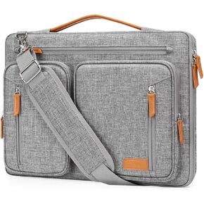 MOSISO 360 Protective Laptop Shoulder Bag, 15-15.6 inch Computer Bag Compatible with MacBook Pro 16, HP, Dell, Lenovo, Asus Notebook, Side Open Messenger Bag with 5 Accessory Pockets & Belt, Gray