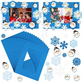 Suzile 16 Sets Winter DIY Picture Frames Craft Kit Felt Christmas Picture Frame Craft Snowflake Snowman Photo Frames Magnet Christmas Crafts Winter Crafts Funny Xmas Gift Home Party Game Activities
