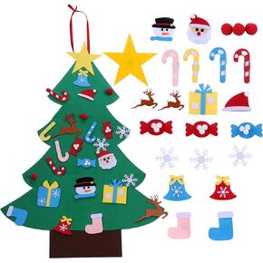 oaesc Felt Christmas Tree for Kids Toddlers DIY Felt Christmas Tree Set with 26pcs Ornaments Decor Wall Hanging Christmas Tree Decorations
