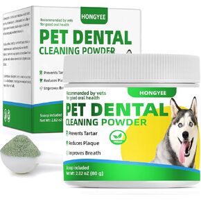 Dog Dental Powder, Teeth Cleaning Powder for Dogs & Cats Breath Freshener Powder with Probiotics for Bad Breath, Plaque, Tartar Remover, Dental Care Supplies for Full Dog & Cat