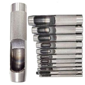 12 PCS Hollow Leather Punch Set 3-17mm Heavy Duty Round Leather Hole Tool for Watch Cloth Belt Gaskets