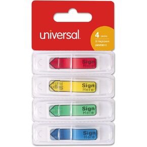 Universal UNV99011 Deluxe 0.5 in. x 1.75 in. Sign Here Message Arrow Flags - Assorted Colors (120/Pack)