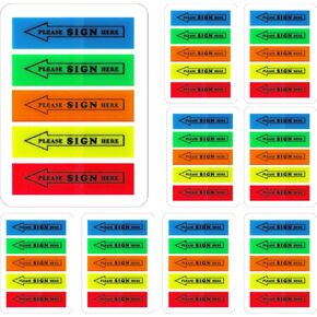 1000pcs Sign and Date Here Tabs, Sign Here Stickers Sign Here Sticky Notes Reusable Fluorescent Color Arrow Banner Tags Adhesive Sign Here Flags for Office School Notebook (5 Colors)