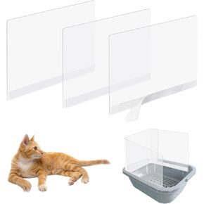 3 Pcs Cat Litter Box Splash Guard Pee Shields - Anti-Splashing Reusable High Sided Litter Box High Wall Cat Toilet Training Kit for Open Top Litter Pan (Litter Box Not Included)
