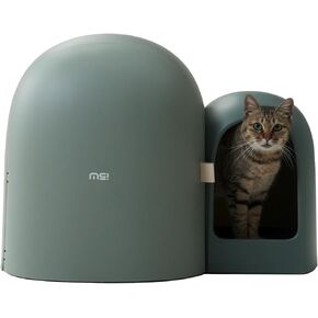 MS!MAKE SURE Cat Litter Box MAX, XL Enclosed Litter Box with Scoop, Stylish & Functional for Indoor Cats - Moss Green