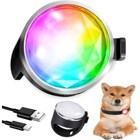Rechargeable Dog Collar Light, 2024 Best 7 Color Changing Light for Dog Collar with 100% Waterproof and Durable Silicone Band. Dog Lights for Night Walking, Camping, Bike
