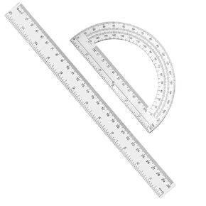 2 Sets of 12 Inch Plastic Ruler and 6 Inch Plastic Protractor Set Clear Math Geometry Protractor Set Classroom Set Angle Detector School Supplies Classroom Ruler Home Office Drawings