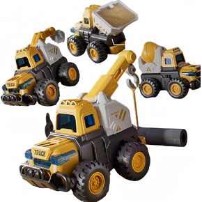 4 PCS Inertia Car Toys for 3 Years Old Boys Girl, Construction Vehicle Trucks Toys Toddler Toys Age 3-5, Press and Go Car Toys for 3 4 5 6 Years Old Boys Girls Birthday Gifts