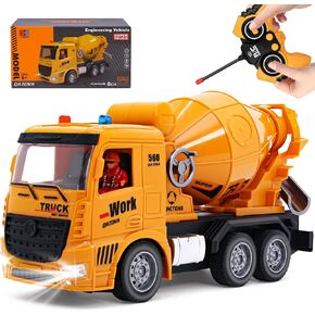 YAYYAY Toddler Trucks Toys for Kids 3-5 - Remote Control Cement Mixer Truck with Lights and Sounds, Kids Boy Toys Vehicle for Boys Age 6-8 9-12, RC Car Boy Toys Birthday