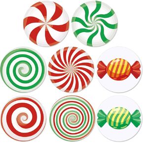 360 Pcs Christmas Candy Stickers 2 Inch Christmas Envelope Seal Stickers Adhesive Round Christmas Labels Colorful Xmas Decorative Sticker for Mail Invitation Greeting Card Gift Bag