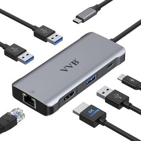 USB C to Dual HDMI Adapter,USB C Docking Station Dual Monitor Adapter for Dell/HP/Lenovo Laptop,iPhone 15,USB C Hub Dongle Multi Monitors Adapter with 2 HDMI Ports+Displayport DP Port+VGA+3 USB